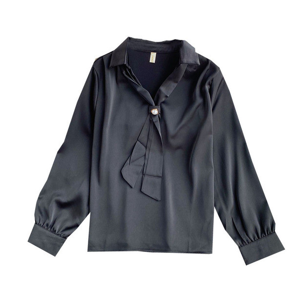 Cămașă elegantă de damă, cu mâneci lungi și cravate