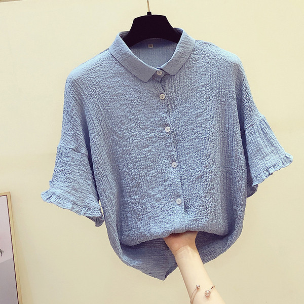 Alkalmi női ing rövid ujjal és gombokkal, három színben