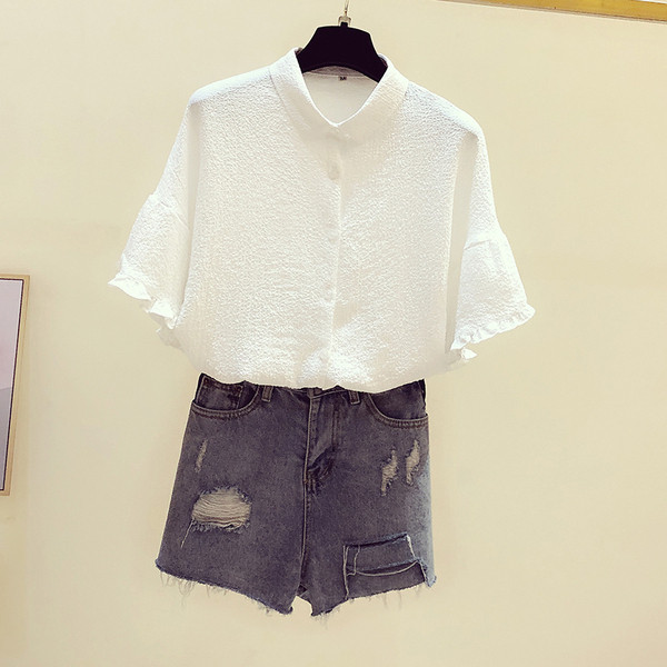 Alkalmi női ing rövid ujjal és gombokkal, három színben