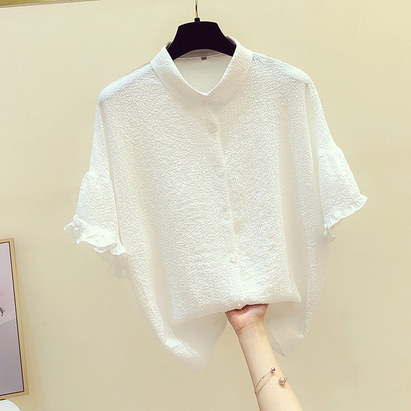 Alkalmi női ing rövid ujjal és gombokkal, három színben