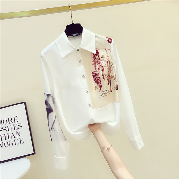 Camasa de dama model nou cu maneci lungi si imprimeu color