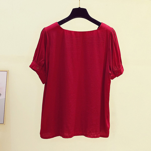 Sieviešu šifona krekls ar kvadrātveida kakla izgriezumu