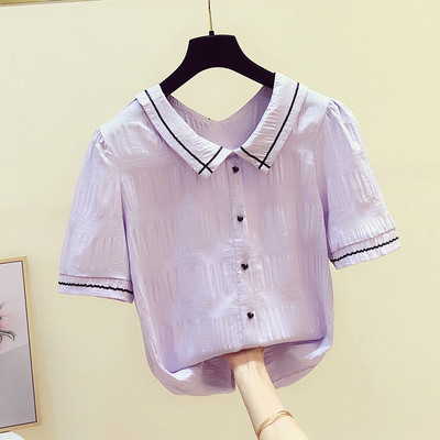 Sieviešu krekls ar īsām piedurknēm un pogām vairākās krāsās