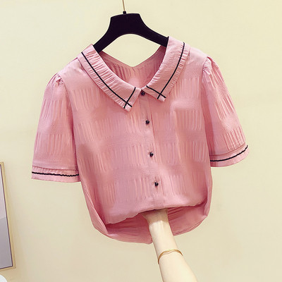 Sieviešu krekls ar īsām piedurknēm un pogām vairākās krāsās