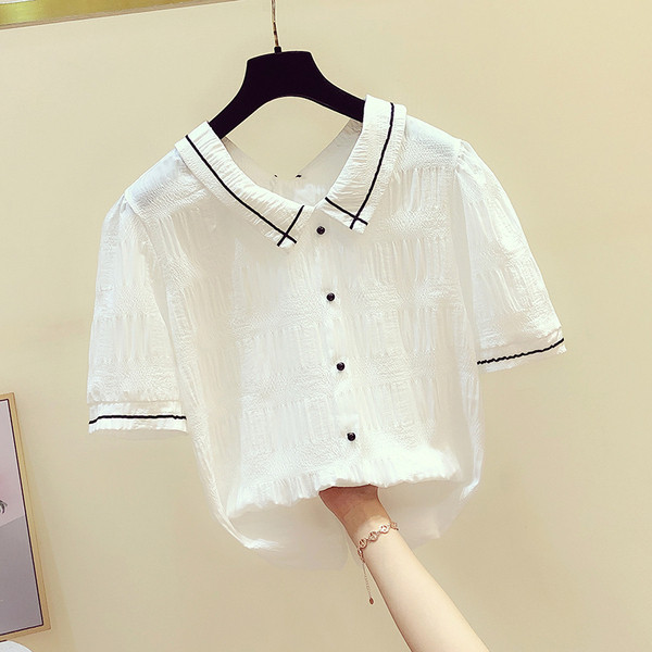 Sieviešu krekls ar īsām piedurknēm un pogām vairākās krāsās