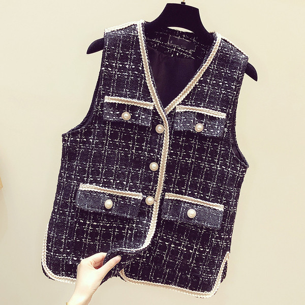 Γυναικείο γιλέκο casual με κουμπιά σε λευκό και μαύρο χρώμα