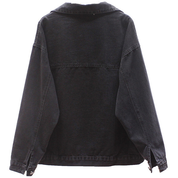 Geaca din denim moderna model larg cu broderie