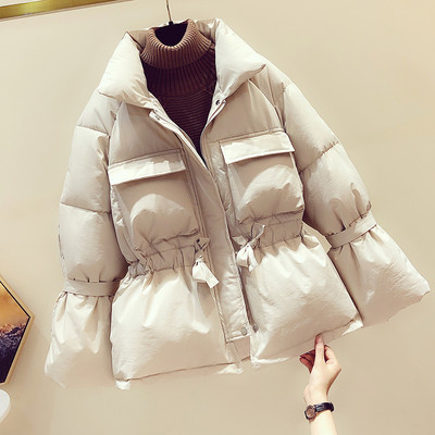 Női alkalmi kabát cipzárral és elasztikus derékkal