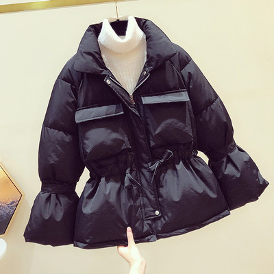 Női alkalmi kabát cipzárral és elasztikus derékkal