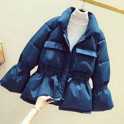 Női alkalmi kabát cipzárral és elasztikus derékkal