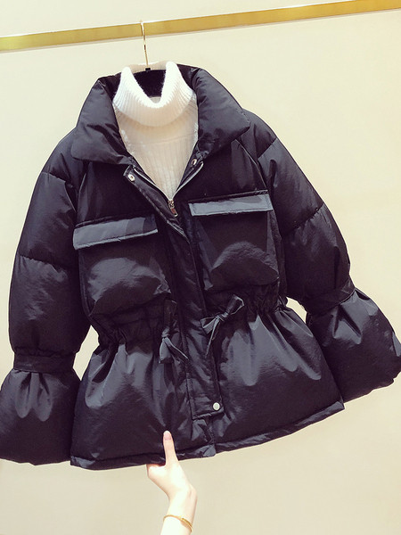 Női alkalmi kabát cipzárral és elasztikus derékkal