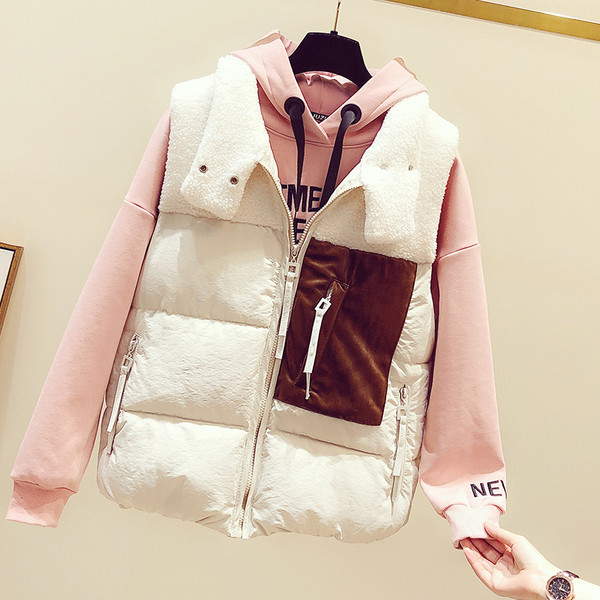 Női mindennapi téli mellény cipzárral