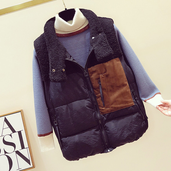 Női mindennapi téli mellény cipzárral