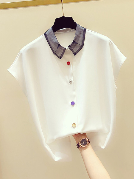 Naiste värviliste nööpide ja klassikalise kraega särk