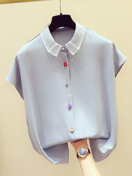 Naiste värviliste nööpide ja klassikalise kraega särk