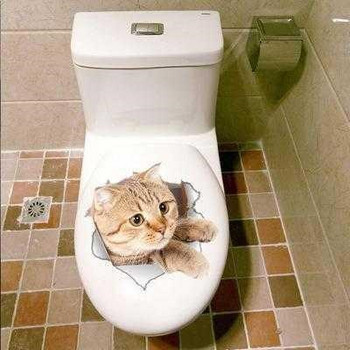 Самозалепващ се стикер за стена, баня и тоалетна \'Котка\'