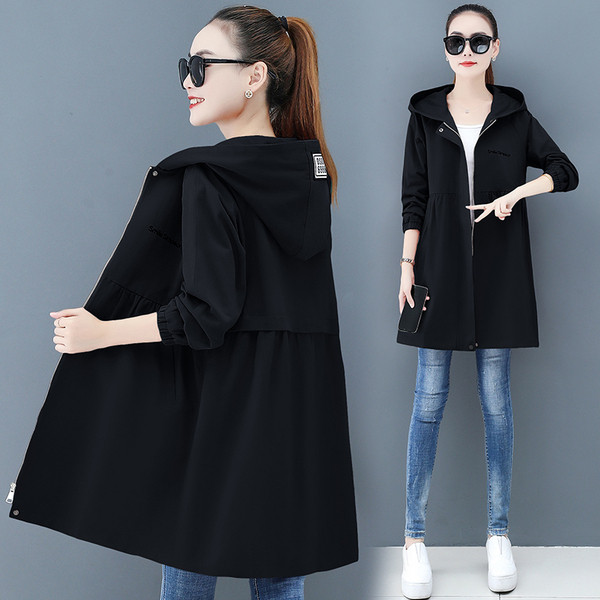 Női alkalmi kabát kapucnival és 5XL méretig