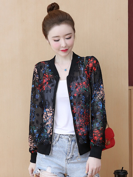 Geaca transparenta de dama cu guler oval si fermoar