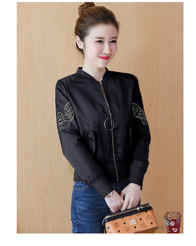 Γυναικείο casual μπουφάν με τσέπες και πέτρες