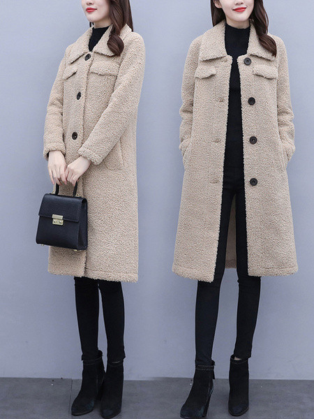 Uus mudel pikk naiste nööpide ja taskutega mantel