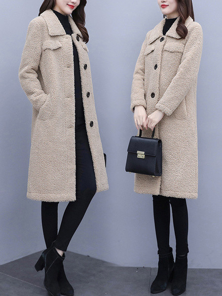 Uus mudel pikk naiste nööpide ja taskutega mantel