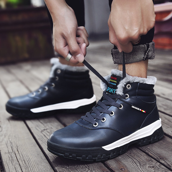 Férfi téli csizma meleg bársony béléssel, három modellben: fekete, sötétkék és barna