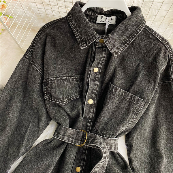 Geaca de dama din denim actuala cu curea in talie