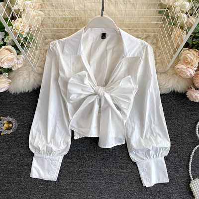 Naiste vabaaja särk paela ja klassikalise kraega kolmes värvitoonis