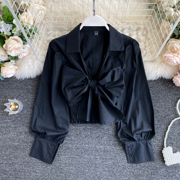 Naiste vabaaja särk paela ja klassikalise kraega kolmes värvitoonis