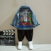 Bērnu džinsa jaka zēniem ar aplikāciju