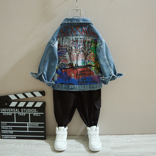 Bērnu džinsa jaka zēniem ar aplikāciju