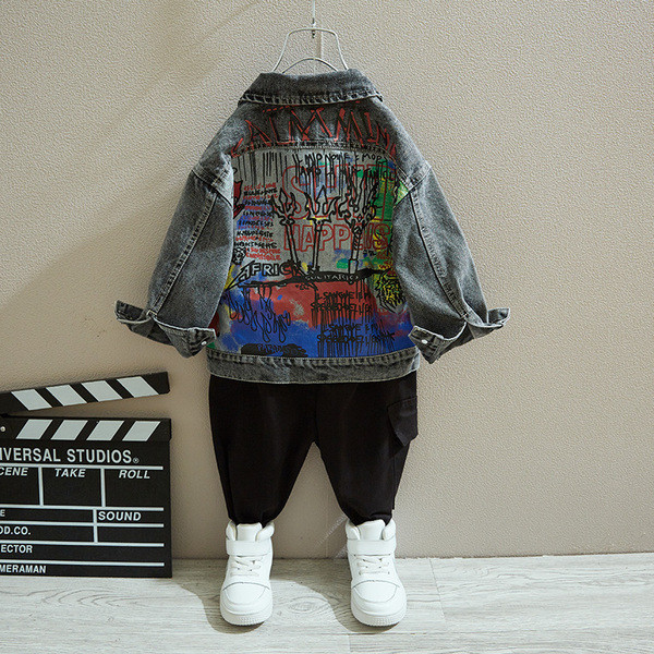 Bērnu džinsa jaka zēniem ar aplikāciju