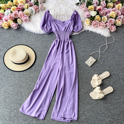 Naiste moodne lühikeste varrukatega pikad kombinesoonid