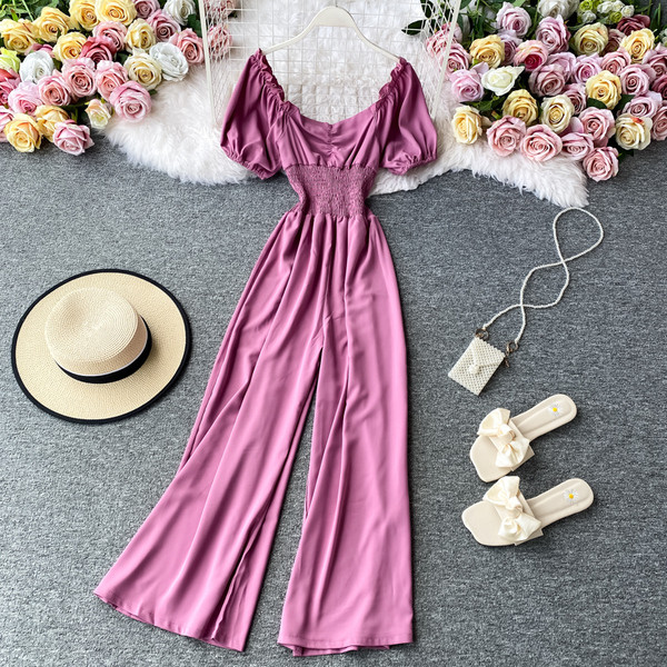 Naiste moodne lühikeste varrukatega pikad kombinesoonid