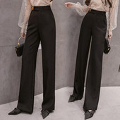 Κομψό γυναικείο παντελόνι με ψηλή μέση σε μαύρο χρώμα