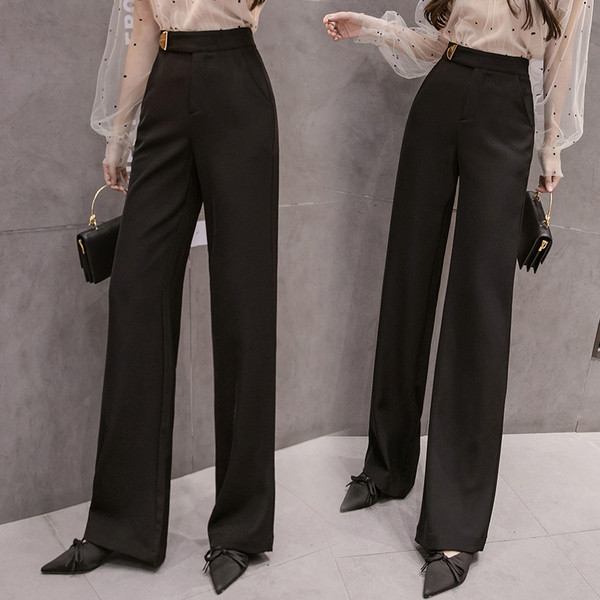 Κομψό γυναικείο παντελόνι με ψηλή μέση σε μαύρο χρώμα