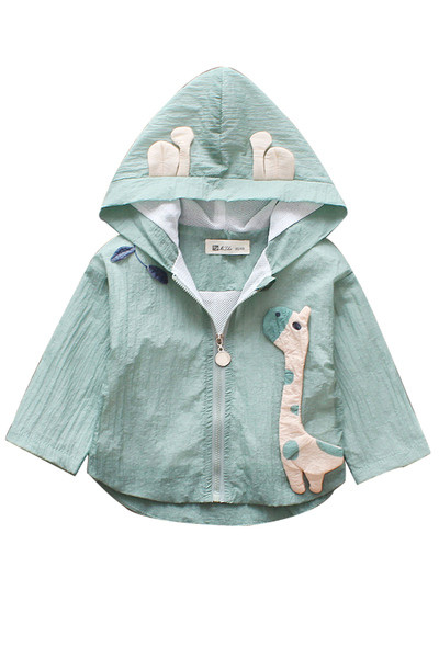 Vékony gyerekkabát lányoknak kapucnival és cipzárral