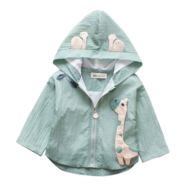 Vékony gyerekkabát lányoknak kapucnival és cipzárral