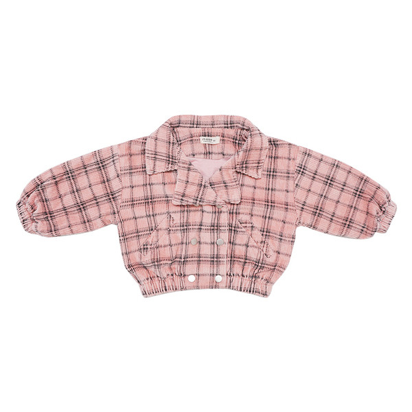 Παιδικό μπουφάν καρό με κουμπιά για κορίτσια