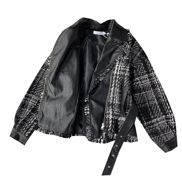 Modern női kockás kabát övvel