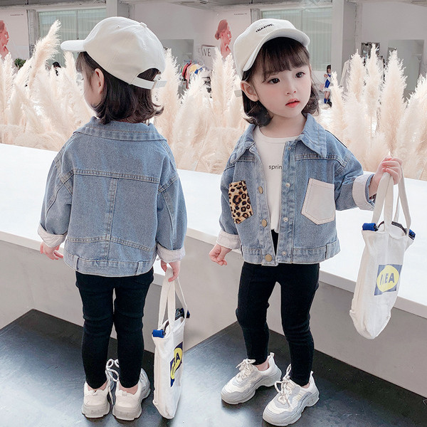 Gyermek farmer dzseki leopárd mintával lányoknak