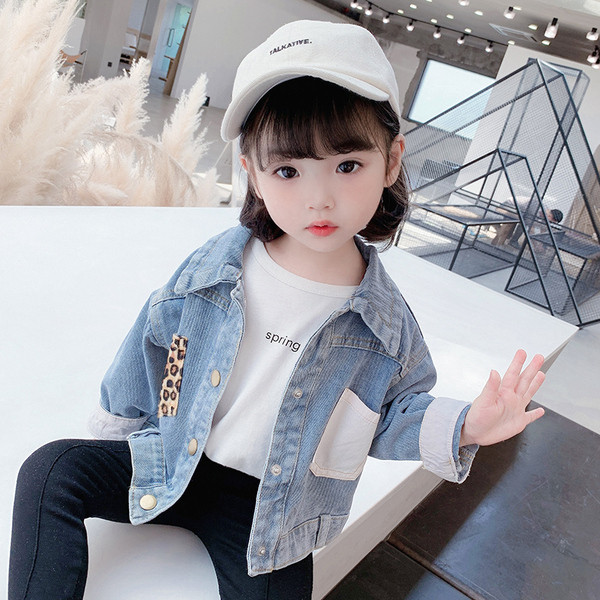 Gyermek farmer dzseki leopárd mintával lányoknak