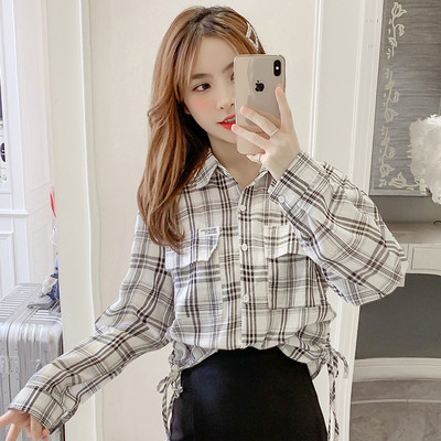 Női alkalmi kockás ing fűzővel, két színben