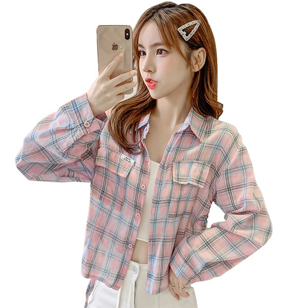 Női alkalmi kockás ing fűzővel, két színben