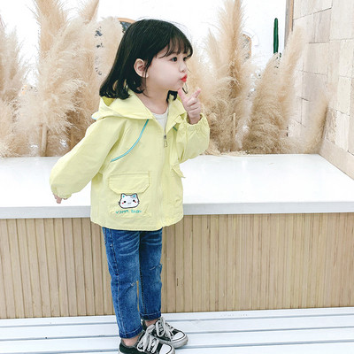 Καθημερινό παιδικό μπουφάν με κουκούλα και απλικέ για κορίτσια