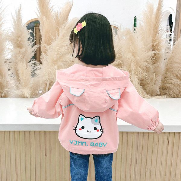 Καθημερινό παιδικό μπουφάν με κουκούλα και απλικέ για κορίτσια