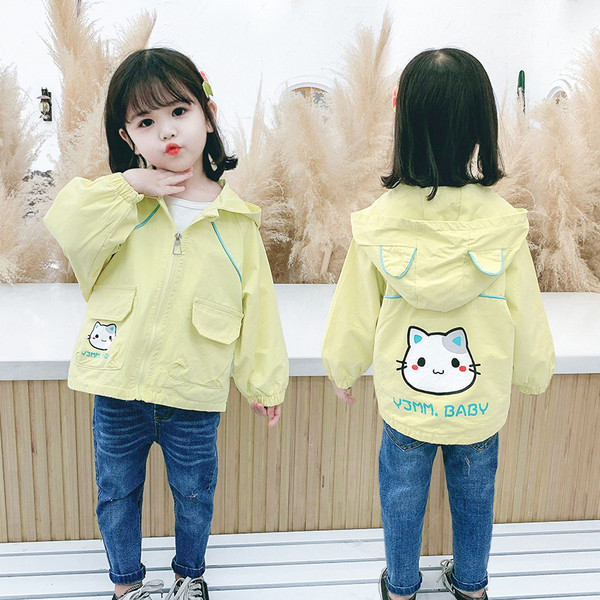 Καθημερινό παιδικό μπουφάν με κουκούλα και απλικέ για κορίτσια