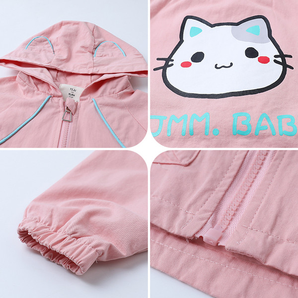 Καθημερινό παιδικό μπουφάν με κουκούλα και απλικέ για κορίτσια