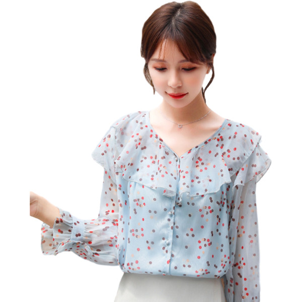 Vabaaja naiste särk spitsikaelusega ja lillemustriga