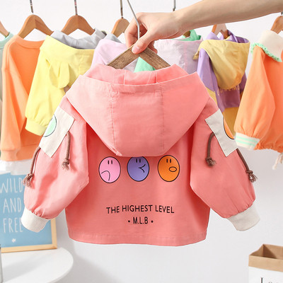 Casual παιδικό μπουφάν για κορίτσια με κουκούλα και πολύχρωμο απλικέ